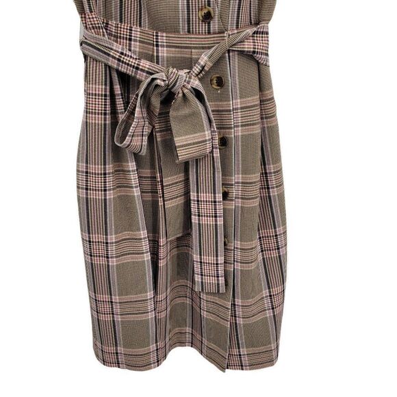 Gal Meets Glam Madison Tie Front Dress Retro 60s Apron Pinafore Plaid Pink Sz 10 - Picture 9 of 14